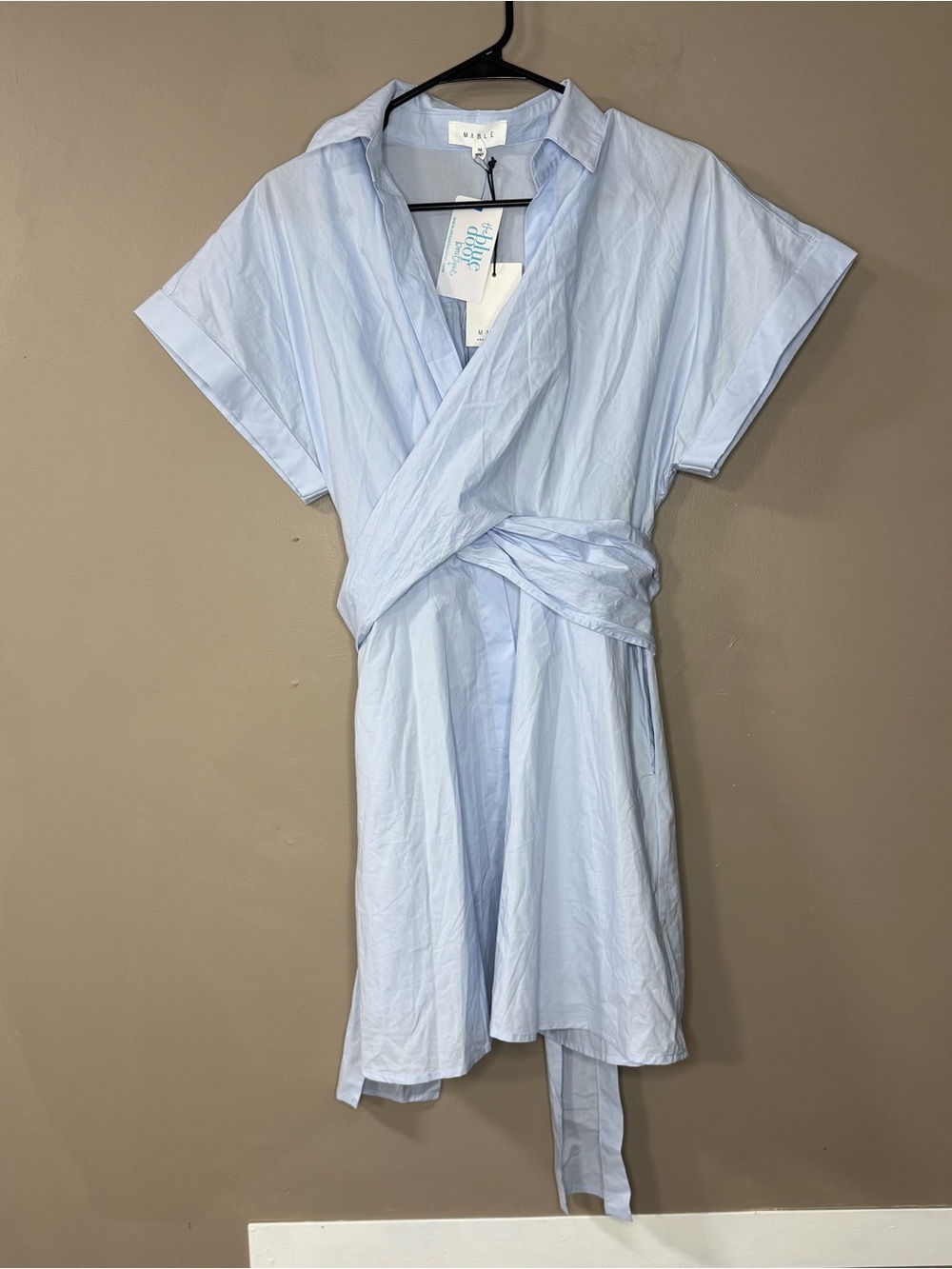 NWT Mable Light Blue Tie Mini Dress